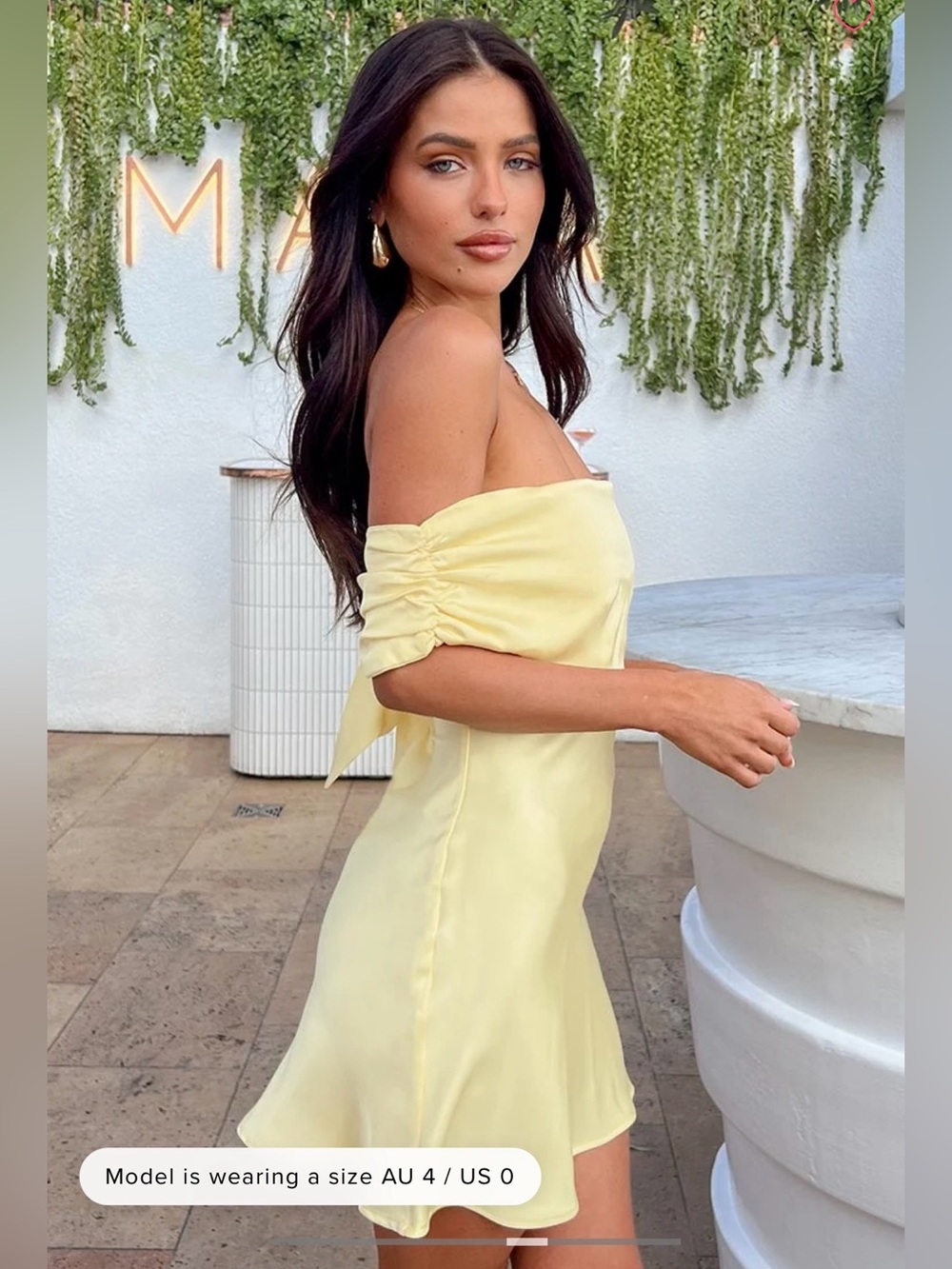 Primrose Yellow Satin Off the Shoulder Mini Dress 4 - NWOT